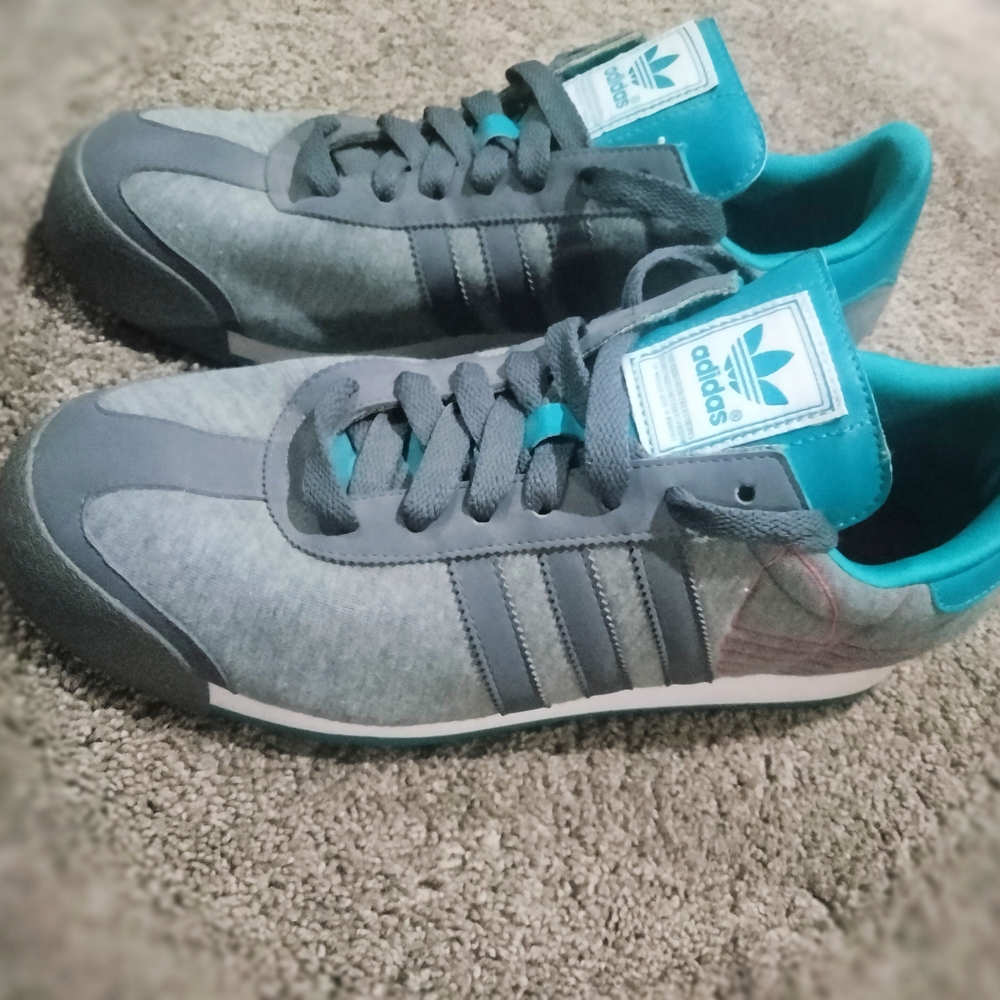 Adidas Teal and Gray Sneakers